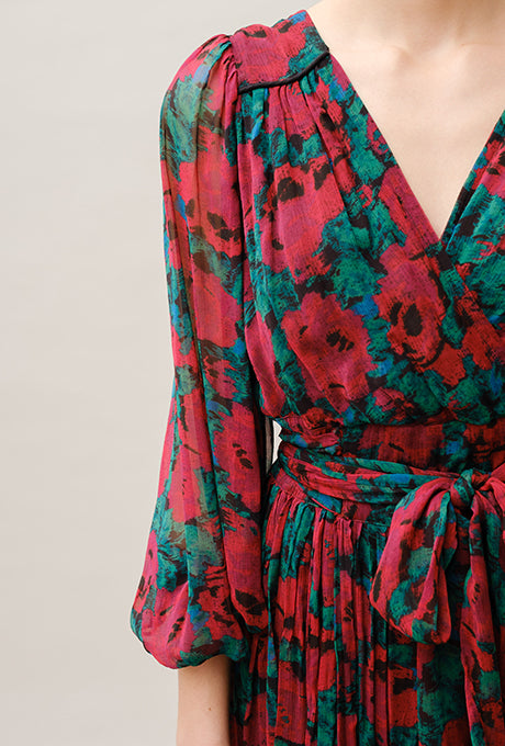 Chiffon Midi Dress Floral Print Gorgeous Beautiful Women's Velnica From Japan