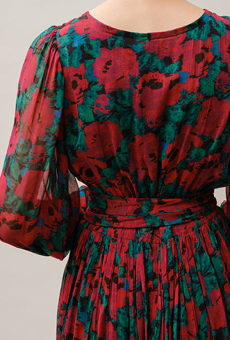 Chiffon Midi Dress Floral Print Gorgeous Beautiful Women's Velnica From Japan