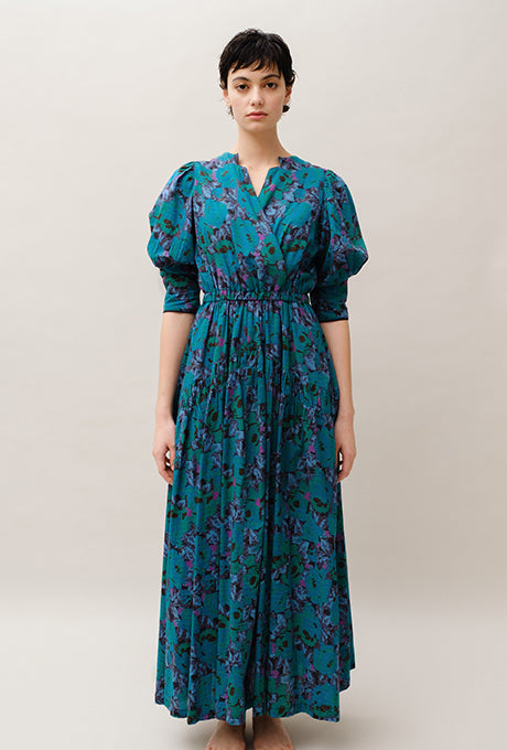 Maxi Dress Floral Print 100% Cotton Beautiful Women's Velnica From Japan