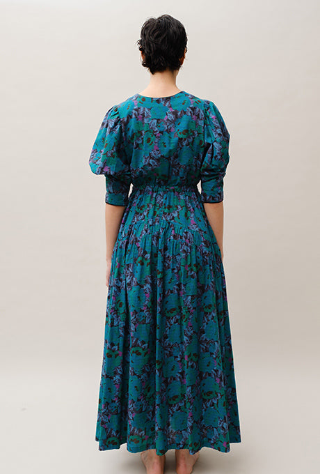 Maxi Dress Floral Print 100% Cotton Beautiful Women's Velnica From Japan