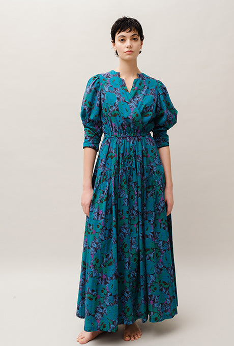 Maxi Dress Floral Print 100% Cotton Beautiful Women's Velnica From Japan