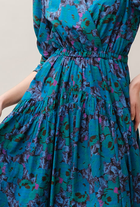 Maxi Dress Floral Print 100% Cotton Beautiful Women's Velnica From Japan