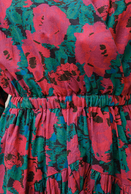 Maxi Dress Floral Print 100% Cotton Beautiful Women's Velnica From Japan