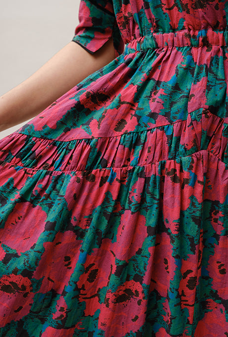 Maxi Dress Floral Print 100% Cotton Beautiful Women's Velnica From Japan