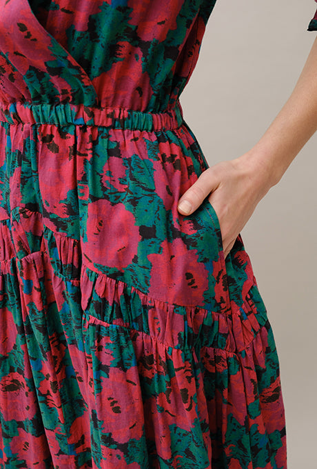 Maxi Dress Floral Print 100% Cotton Beautiful Women's Velnica From Japan