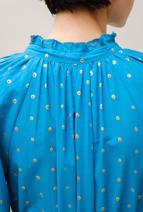 Maxi Dress Tiered 100% Cotton Gold Dot Print Gorgeous Women's Velnica From Japan