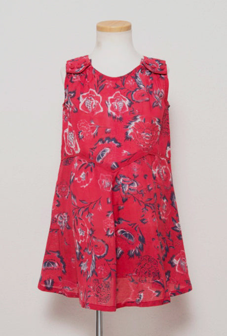 Floral Print Kids Girls Dress Red Rose Velnica From Japan