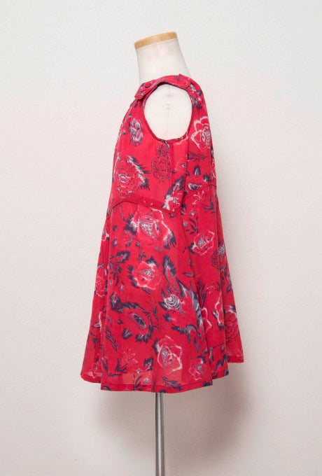 Floral Print Kids Girls Dress Red Rose Velnica From Japan