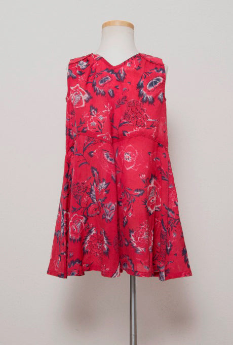 Floral Print Kids Girls Dress Red Rose Velnica From Japan