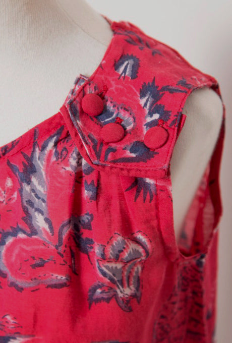 Floral Print Kids Girls Dress Red Rose Velnica From Japan