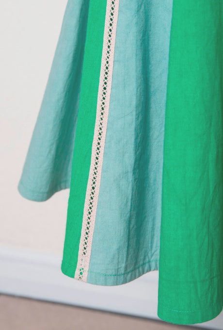 100% Cotton Kids Girls Dress Color-Blocked Ruffle Collar Velnica From Japan
