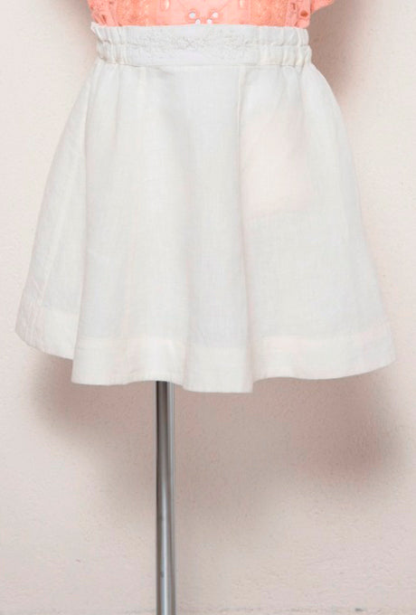 100% Linen Flare Skirt Shell Motif Embroidered Kids Girls Velnica From Japan
