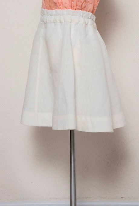 100% Linen Flare Skirt Shell Motif Embroidered Kids Girls Velnica From Japan
