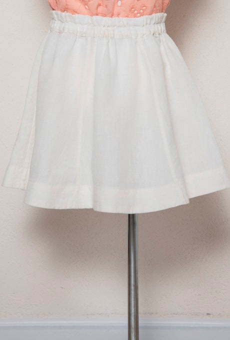 100% Linen Flare Skirt Shell Motif Embroidered Kids Girls Velnica From Japan