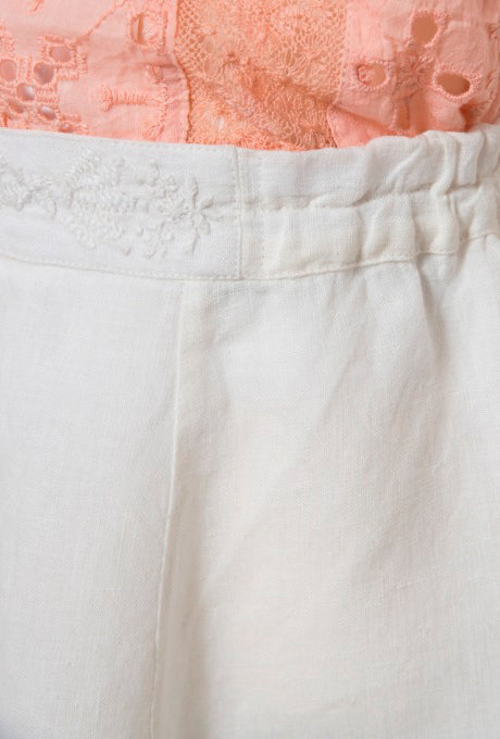 100% Linen Flare Skirt Shell Motif Embroidered Kids Girls Velnica From Japan