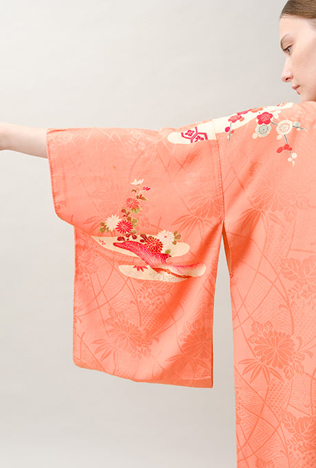 Kimono and Obi Sash Vintage 100% Silk Embroidered Gown Robe Velnica From Japan