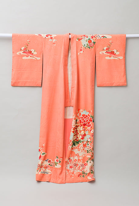 Kimono and Obi Sash Vintage 100% Silk Embroidered Gown Robe Velnica From Japan