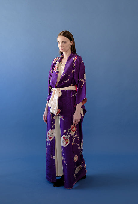 Kimono and Obi Sash Vintage 100% Silk Gown Robe Belt Velnica From Japan