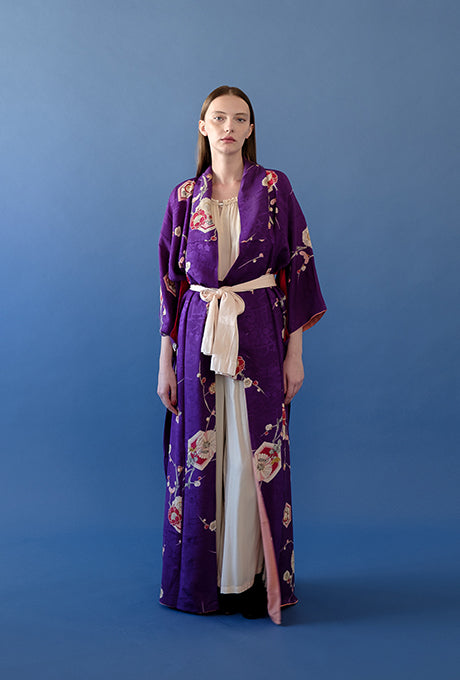 Kimono and Obi Sash Vintage 100% Silk Gown Robe Belt Velnica From Japan