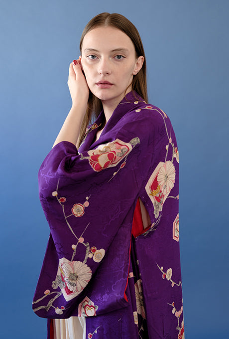Kimono and Obi Sash Vintage 100% Silk Gown Robe Belt Velnica From Japan