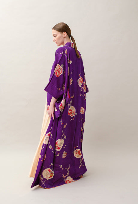 Kimono and Obi Sash Vintage 100% Silk Gown Robe Belt Velnica From Japan
