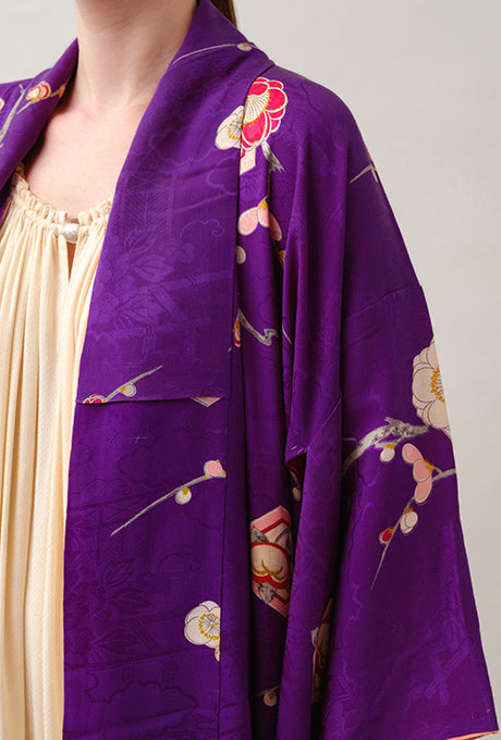 Kimono and Obi Sash Vintage 100% Silk Gown Robe Belt Velnica From Japan