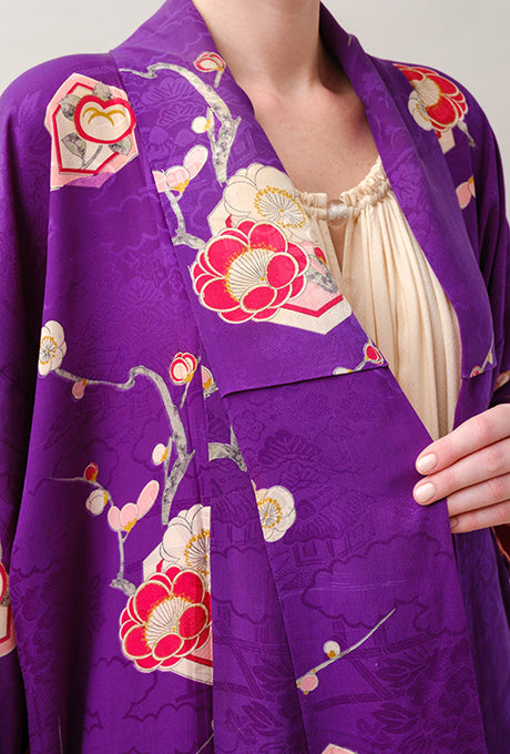 Kimono and Obi Sash Vintage 100% Silk Gown Robe Belt Velnica From Japan
