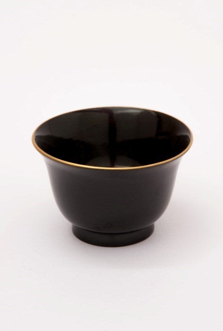 Japanese Vintage Gold Line Black Lacquer Cup Bowl Velnica From Japan