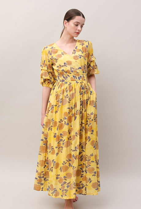 Maxi Wrap Dress Beautiful Floral Print Cache-Coeur Women's Velnica From Japan