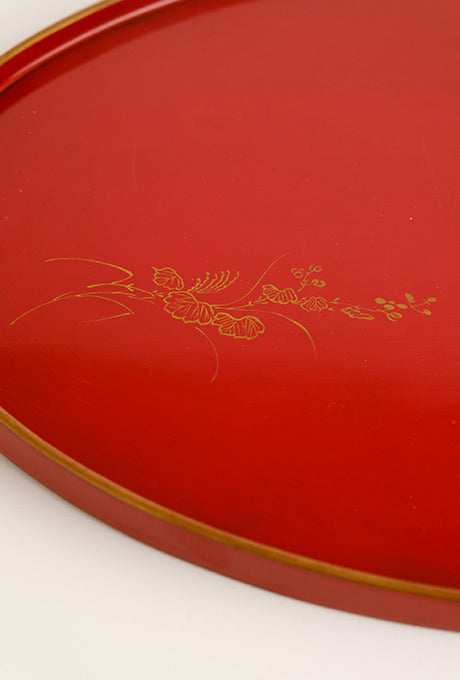 Japanese Vintage Lacquer Tray-B Painted Plate Bowl Cup Set Velnica From Japan