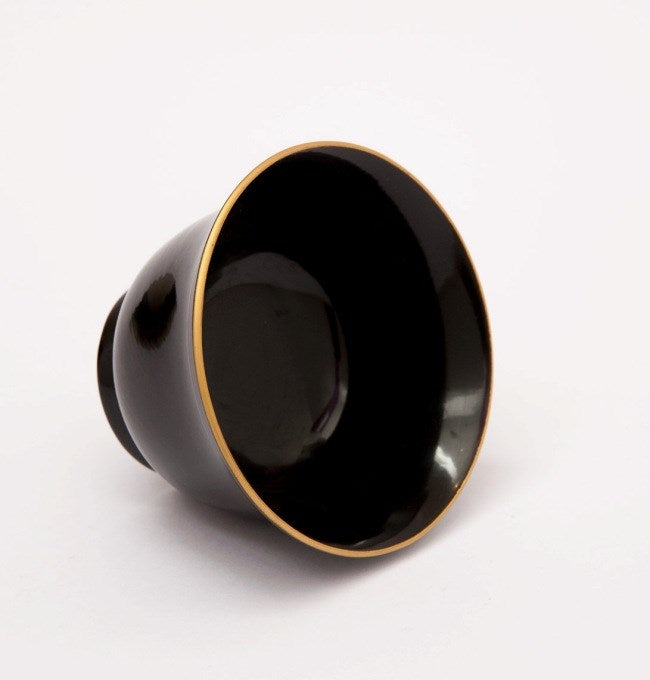 Japanese Vintage Gold Line Black Lacquer Cup Bowl Velnica From Japan