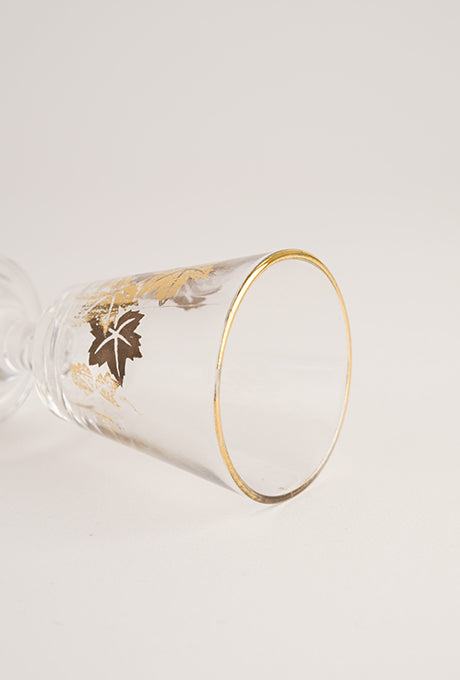 Japanese Vintage Glass Sake Cup Gold Painted Velnica From Japan