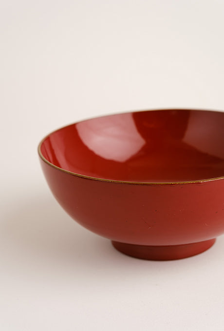 Japanese Vintage Red Lacquer Gold Painted Bowl Velnica From Japan