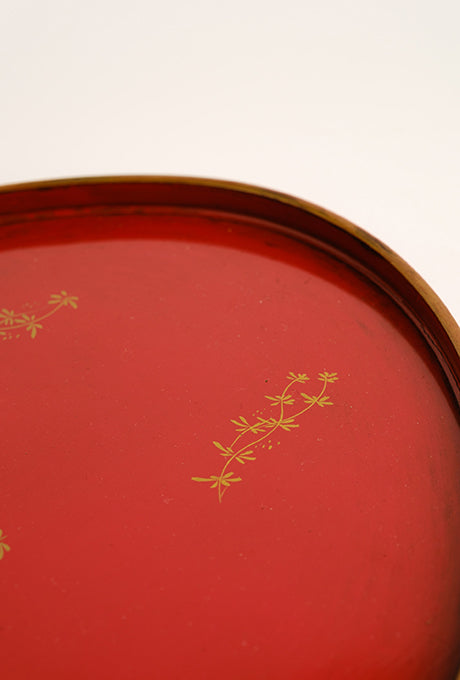 Japanese Vintage Lacquer Tray-A Painted Plate Bowl Cup Set Velnica From Japan