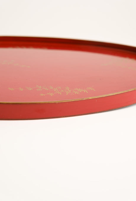 Japanese Vintage Lacquer Tray-A Painted Plate Bowl Cup Set Velnica From Japan