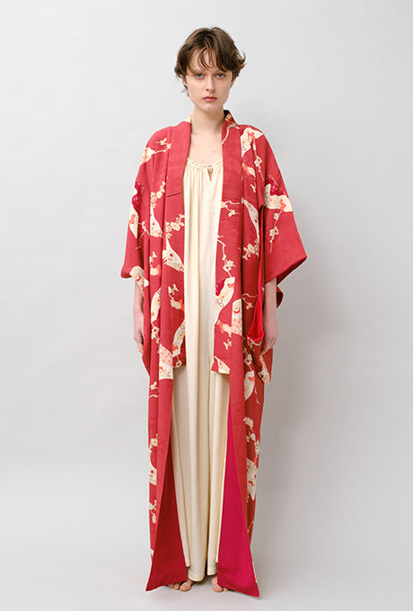 100% Silk Kimono Vintage Hand Painted Gown Robe Velnica From Japan