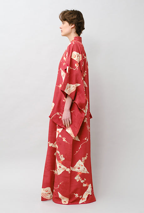 100% Silk Kimono Vintage Hand Painted Gown Robe From Japan