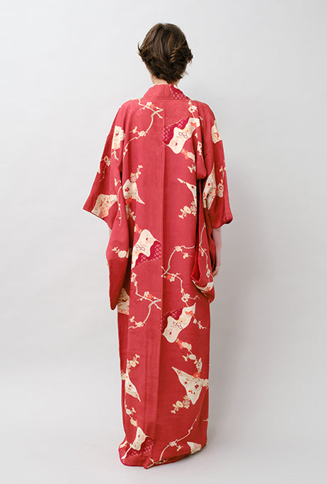 100% Silk Kimono Vintage Hand Painted Gown Robe From Japan