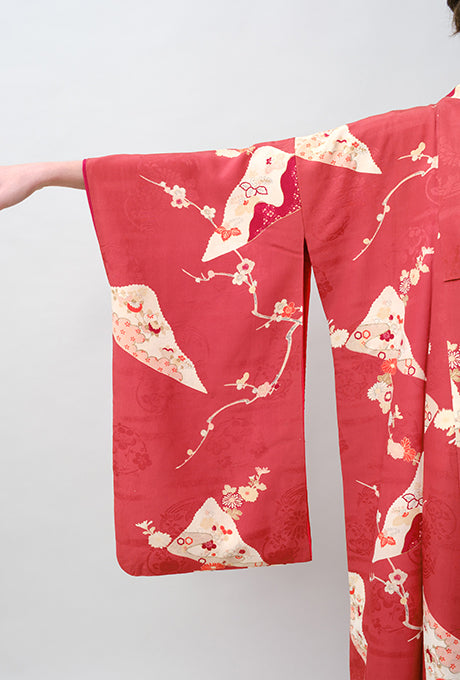 100% Silk Kimono Vintage Hand Painted Gown Robe From Japan