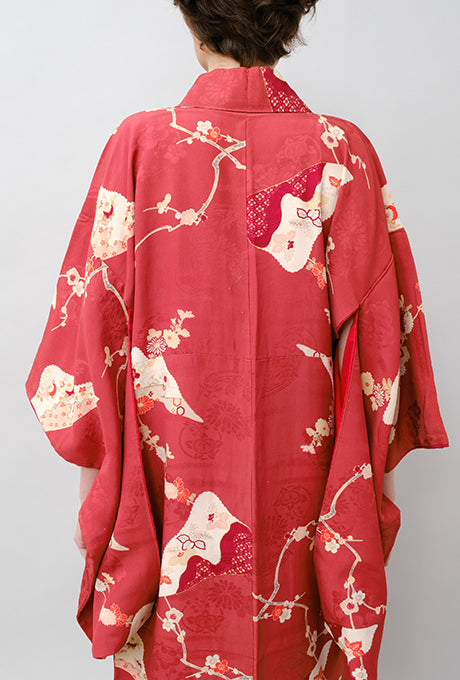 100% Silk Kimono Vintage Hand Painted Gown Robe From Japan