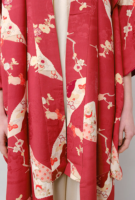 100% Silk Kimono Vintage Hand Painted Gown Robe From Japan