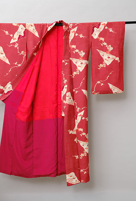 100% Silk Kimono Vintage Hand Painted Gown Robe From Japan