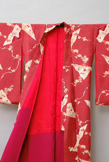 100% Silk Kimono Vintage Hand Painted Gown Robe From Japan