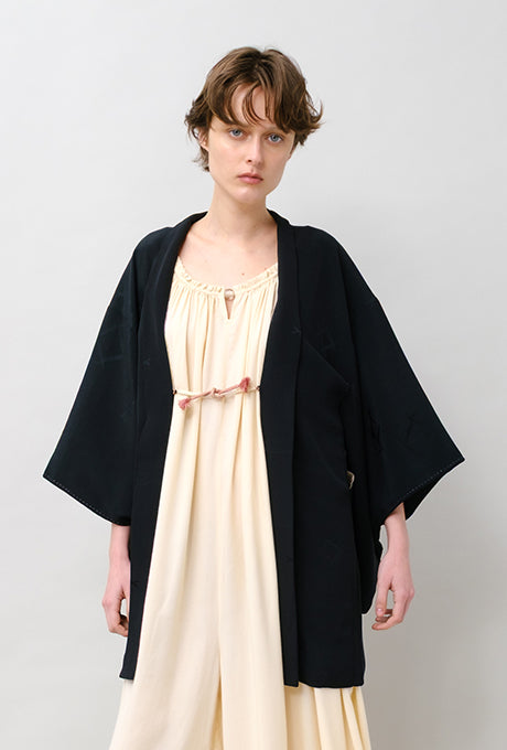 100% Silk Kimono Haori Jacket Vintage  Gown Robe Velnica From Japan