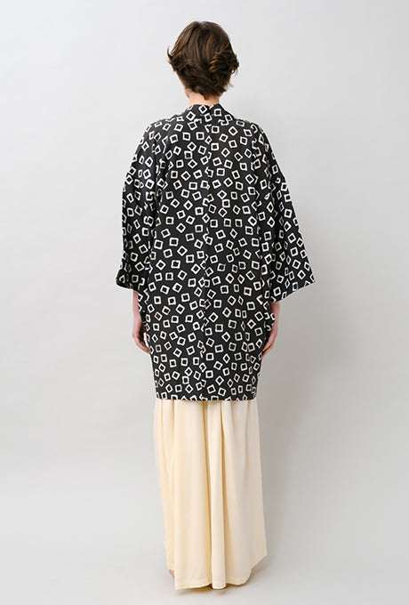 100% Silk Kimono Haori Jacket Vintage  Gown Robe From Japan