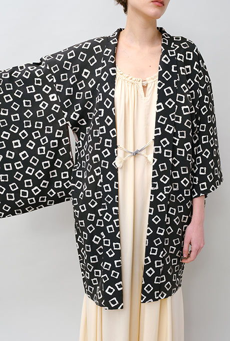 100% Silk Kimono Haori Jacket Vintage  Gown Robe From Japan